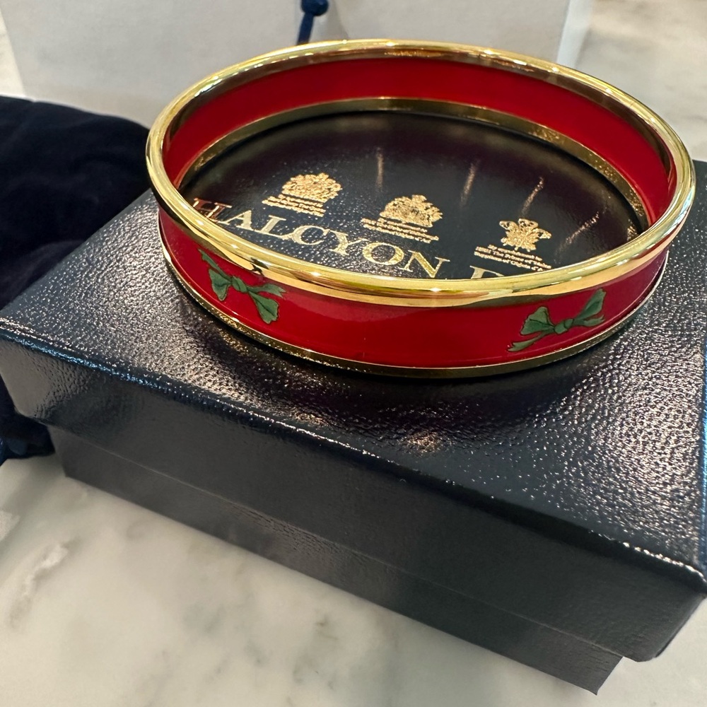 Brand new NIB Halcyon Days Red and Gold Bangle